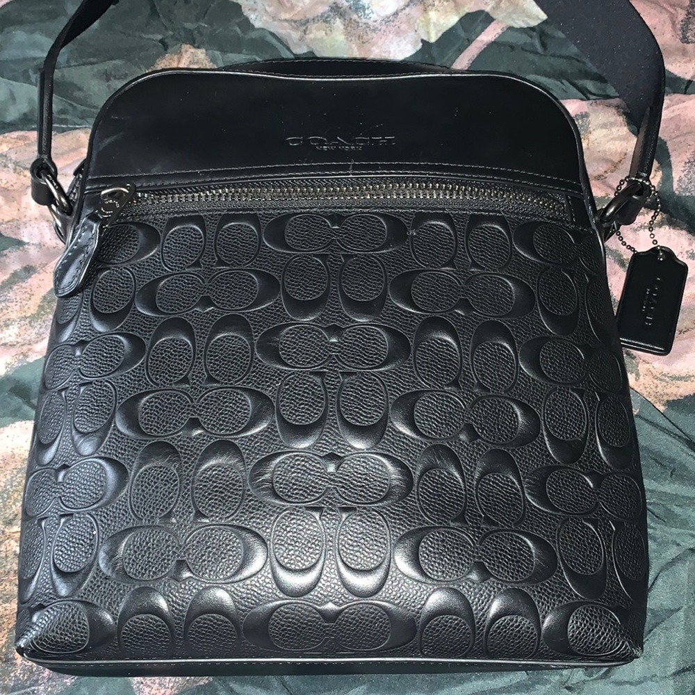Coach Travel satchel all black coach C print.